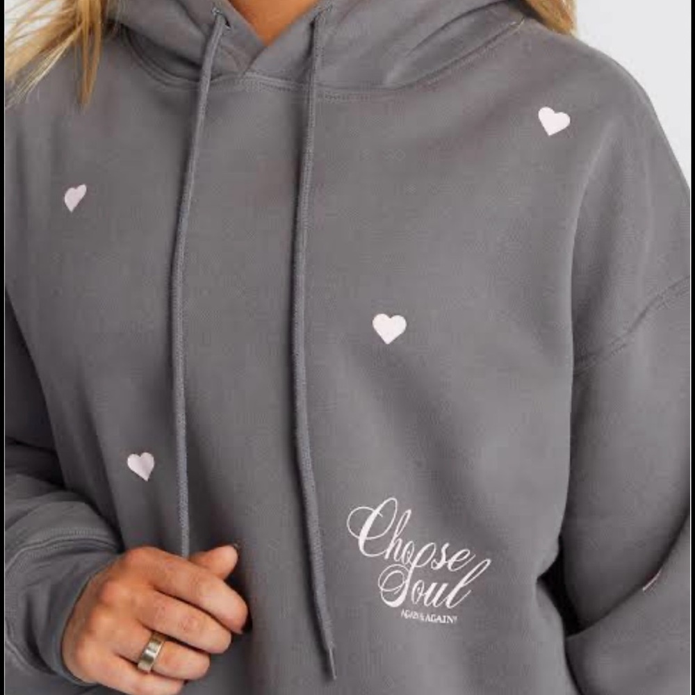 Women's Gray Heart-Print Hoodie and sweat pants - Picture 7 of 7